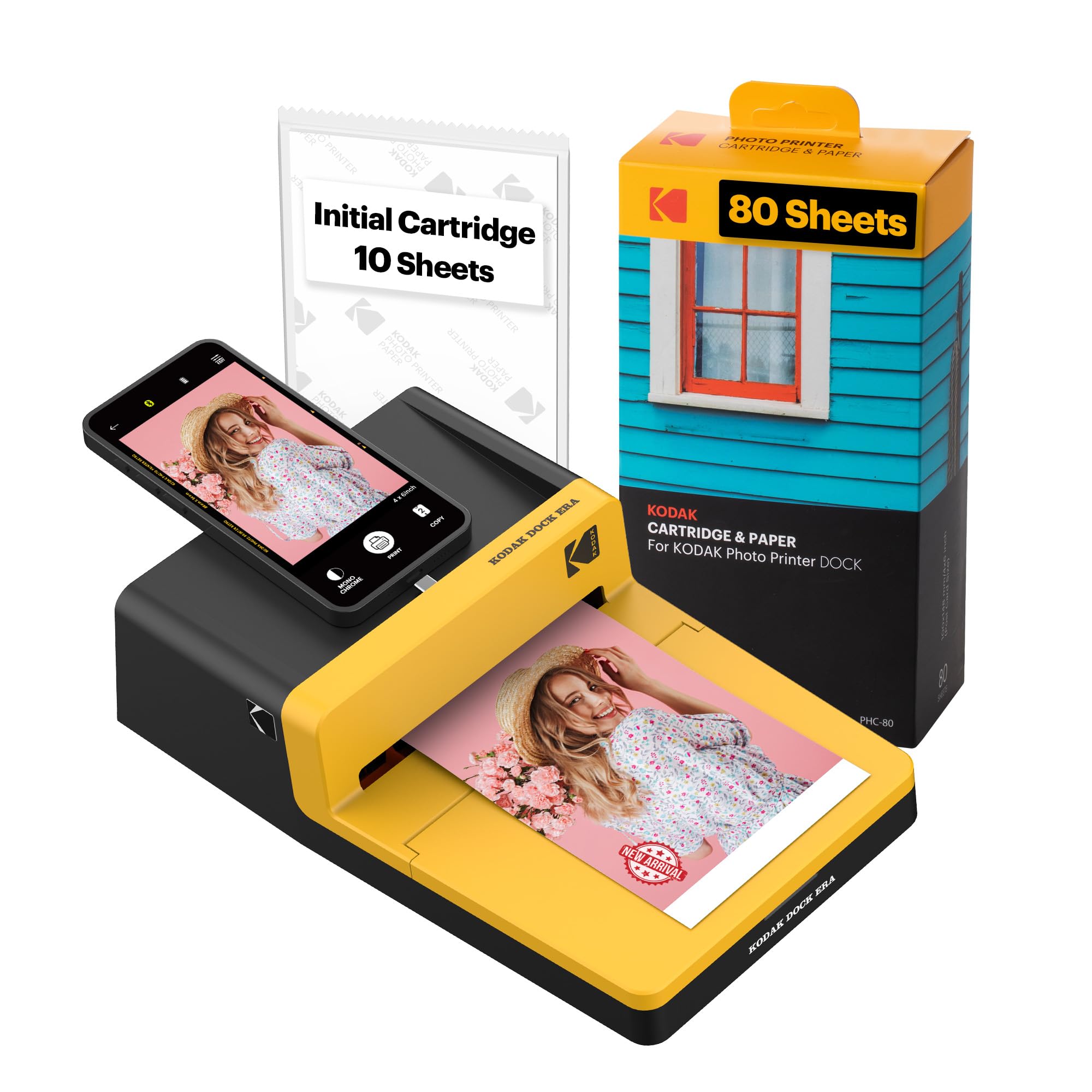 KODAK Dock ERA 4PASS Mobiler Fotodrucker (10x15cm) (Fotodrucker + Paket met 90 Blatts)