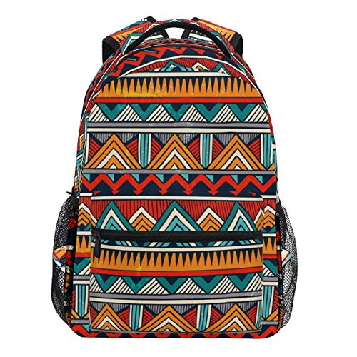 Oarencol Vintage African Primitive Traditionelle Tribal Bunte geometrische Rucksack Büchertasche Tagesrucksack Reise Schule College Tasche für Damen Herren Mädchen Jungen
