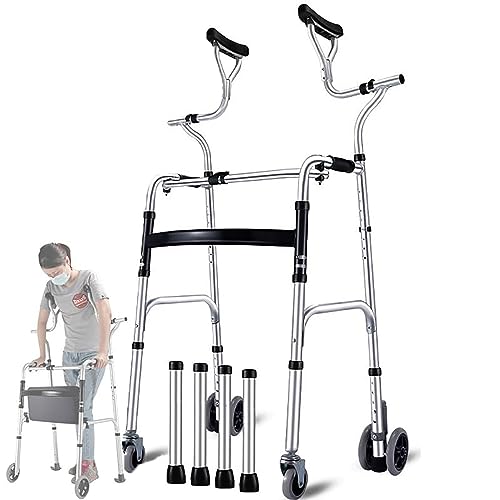 Faltbarer Stand-Up-Walker, 2-In-1-Roller, Aufrecht, Mit 4 Rädern Und Höhenverstellbar, Tragkraft 180 Kg, Für Gehhilfe Aus Aluminiumlegierung Für Ältere Menschen/Behinderte,TypeB