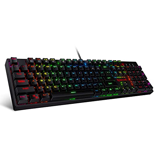 Redragon K582 SURARA RGB LED-Hintergrundbeleuchtete QWERTY Mechanische Gaming-Tastatur mit 104 Tasten - Lineare und Geräuscharme Rot-Schalter, US Layout