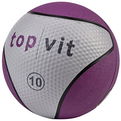 top vit Medizinball - Fitnessball mit Gummioberfläche | Medizinbälle in Studio Qualität (10kg - lila)