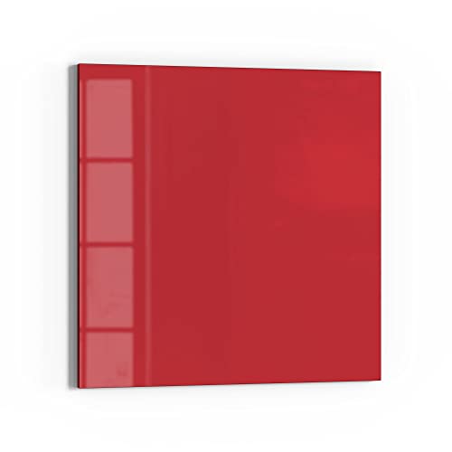 DEQORI Glas-Magnettafel | 50x50 cm groß | Unifarben - Rot | Memo-Board aus Glas | Magnetboard inkl. Magnete, Stift & Tuch für Küche & Büro | Tafel magnetisch & beschreibbar