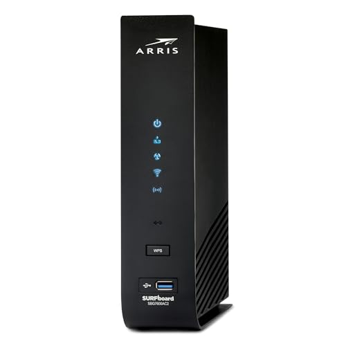ARRIS Surfboard SBG7600AC2 DOCSIS 3.0 Kabelmodem und AC2350 WLAN-Router, zugelassen für Comcast Xfinity, Cox, Charter Spectrum und mehr, Vier 1-Gbit/s-Ports, max. 800 Mbit/s Internetgeschwindigkeiten
