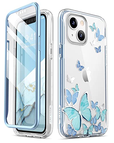 i-Blason Glitzer Hülle für iPhone 13 (6.1‘’) Handyhülle 360 Grad Case Bumper Schutzhülle Cover [Cosmo] mit Displayschutz 2021 Ausgabe (BlueFly)