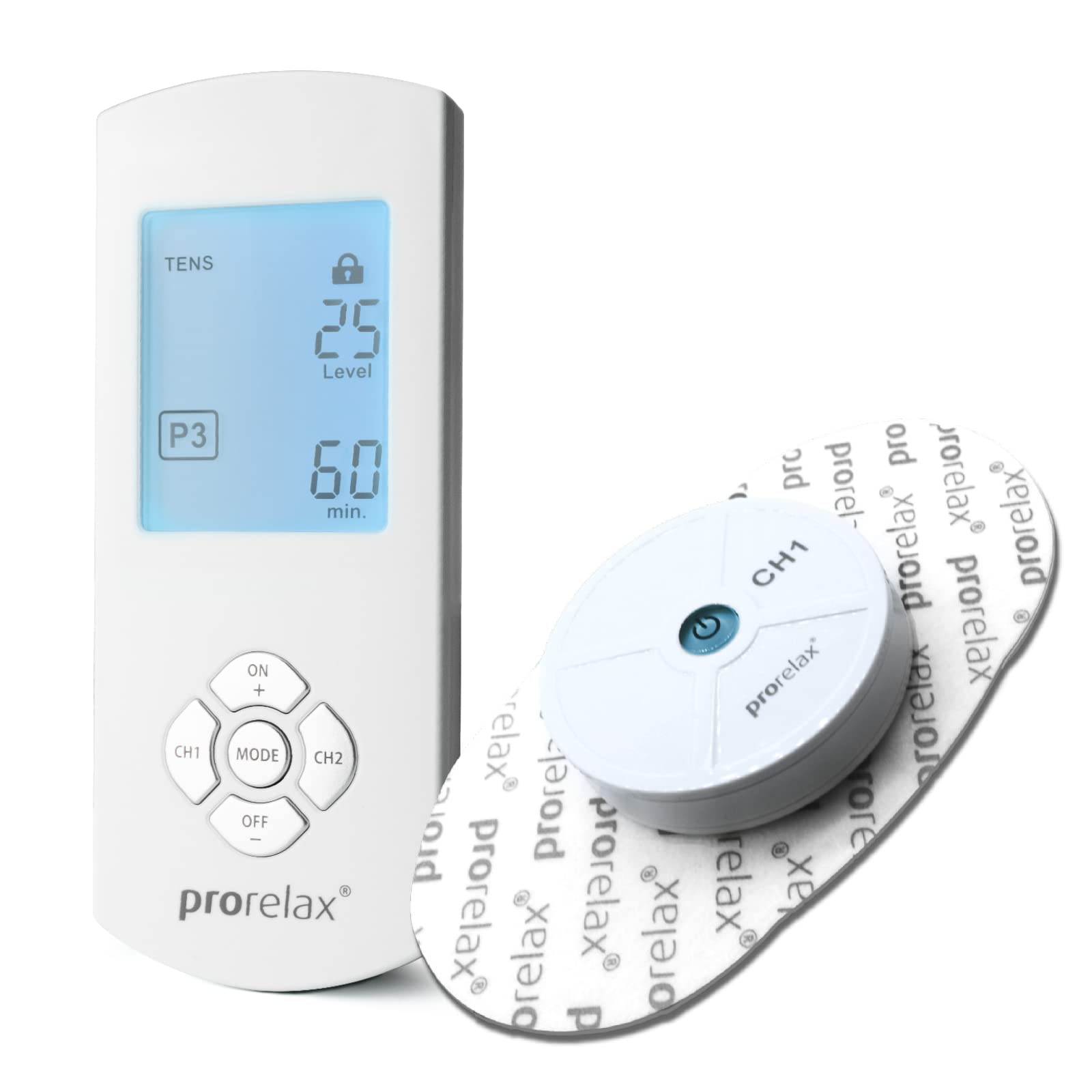 prorelax TENS/EMS Duo Comfort Wireless | Kabelloses Elektrostimulationsgerät | 2 Therapien mit einem Gerät | Gegen chronische Schmerzen und zum Muskelaufbau | Extra großes, beleuchtetes Display
