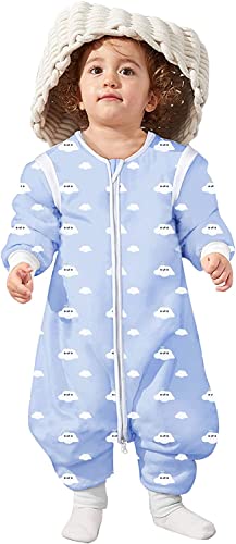Lictin Baby Schlafsack mit Füßen Schlafsack Baby Winter mit Ärmel für Säugling Kinder 1-3 Jahre alt von 75 bis 95 cm, Bio Baumwolle 2.0 TOG Baby Schlafsack