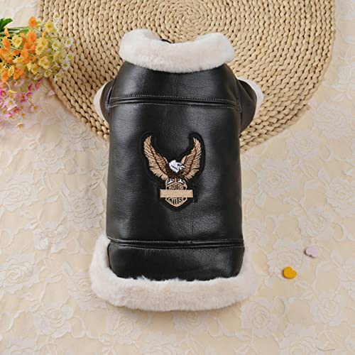 UKKO Hundekleidung Winterhundekleidung Haustierhund Plus Samt Warme gepolsterte Mantel Jumpsuit Puppy Parka Mantel Chihuahua Kleine und mittelgroße Hunde-Black,L Bust 45cm