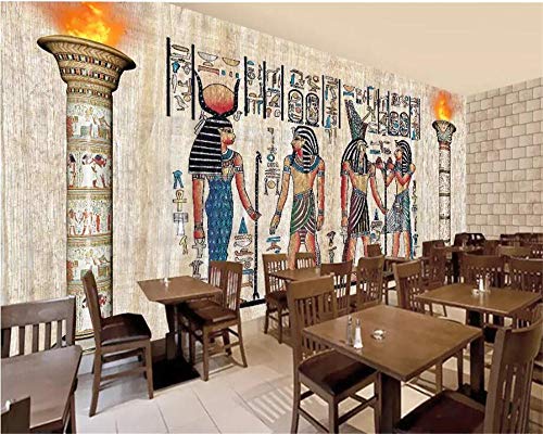 Benutzerdefinierte Tapete 3D Fototapeten Ägyptische Rustikale Wandmalerei Wohnzimmer Hintergrund Tapeten Wohnkultur 250Cm(W)×175Cm(H)