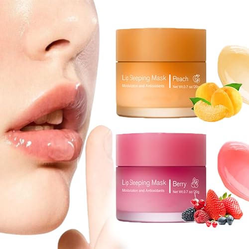Lip Sleeping Mask, Sleeping lip mask, Lip Mask Overnight Nourish & Hydrate Lip Mask, Overnight Lip Mask for Chapped Cracked Dry Lips, Nourishing Lip Balm Men Lip Care Reduce Lip Lines (2A)