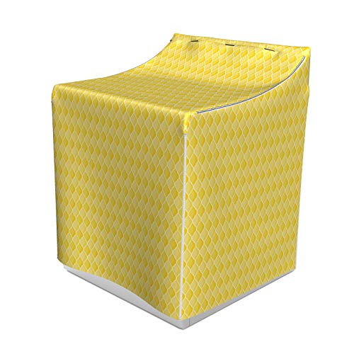 ABAKUHAUS Gelb Waschmaschienen und Trockner, Marokkanische Trellis-Muster im Gelb-Töne Weinlese-Eastern-Muster, Bezug Dekorativ aus Stoff, 70x75x100 cm, Senf-Gelb-Weiß