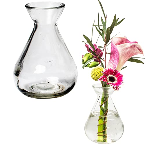 Annastore 12 x Glasfläschchen - Vasen in stilvoller Optik H 10 cm - Glasflaschen - Tischvasen - Glasvasen - Kleine Blumenvase- Dekoflaschen - Väschen