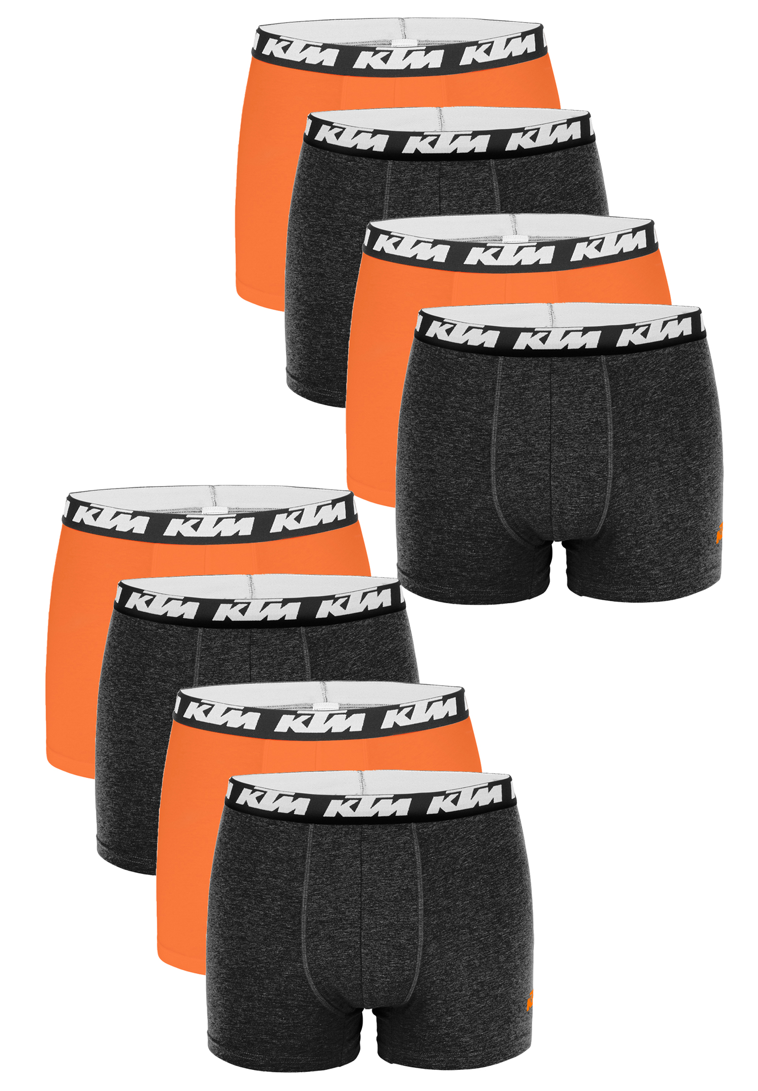 KTM Boxer Men Herren Boxershorts Pant Unterwäsche 6 er Pack, Farbe:Dark Grey / Orange, Bekleidungsgröße:M