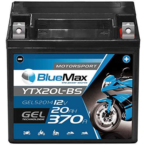 Motorradbatterie 12V 22Ah BlueMax CTX20L-BS GEL Batterie 52014 Quad YTX20L-BS