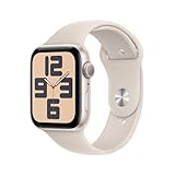 Apple Watch SE (2. Generation, 2023) (GPS, 44 mm) Smartwatch mit Aluminiumgehäuse und Sportarmband (M/L) in Polarstern. Fitness- und Schlaftracker, Unfallerkennung, Herzfrequenzmesser, Retina Display