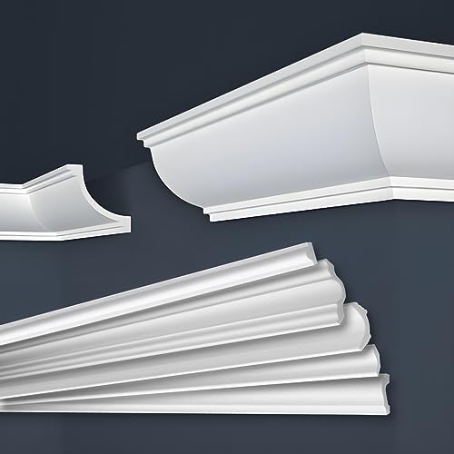 MARBET DESIGN Stuckleisten XPS Styropor weiß - Deckenleisten Deckenabschlussleisten E-Leisten - (40 Meter / 20 Leisten E-26)