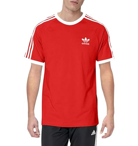 adidas Originals Adicolor Herren-T-Shirt mit 3 Streifen, Lebhaftes Rot, Groß