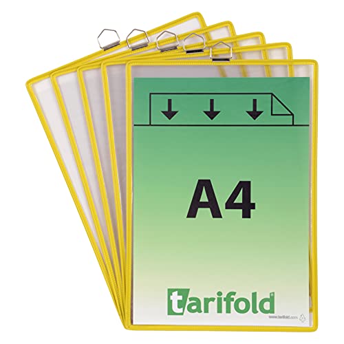 Tarifold Fr 154504-5 Hängehüllen, für A4-Dokumente, Metallgriff, robuster Stahldraht, Farbe Gelb (5 Stück)