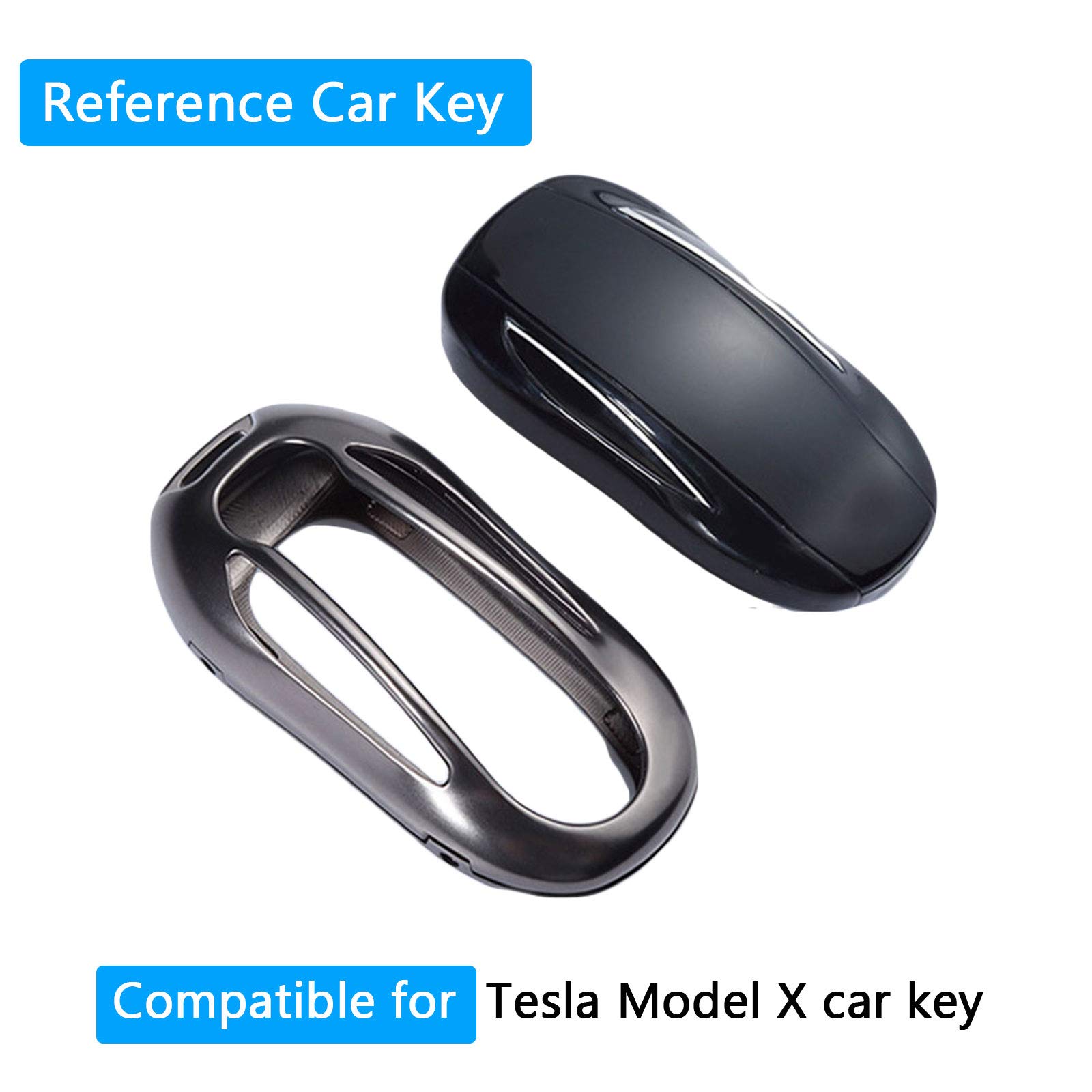 Kwak's Schlüsselhülle für Model X Premium Aluminium Autoschlüsselhülle Schlüssel Abdeckung Kompatible mit Modell X Metall Schlüsselhalter mit Schlüsselbund Schlüsselring(2#Gray)