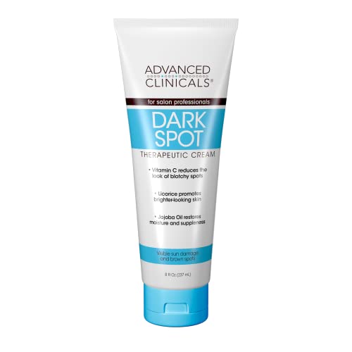 Advanced Clinicals Dark Spot Therapeutic Cream with Vitamin C. Hydroquinone Free. For Age Spots, Blotchy Skin. Face, Hands, Body. Large 8oz Tube. by Advanced Clinicals
