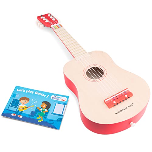 New Classic Toys - 10300 - Musikinstrument - Spielzeug Holzgitarre - Natur/Rot