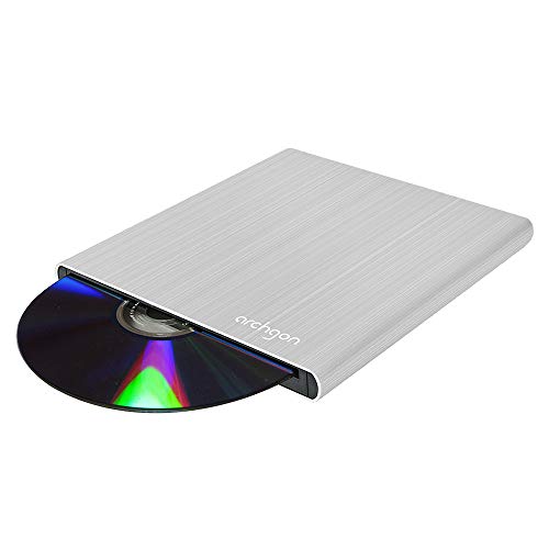 Archgon Style Externer DVD Brenner/Player für PC USB 3.0 USB-C, M-Disk, Slot Load Disc Drive, Alu Silber