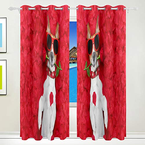 Auxva Bigjoke Verdunkelungsvorhänge mit niedlichem Hundemotiv, 2 Paneele, Thermo-Isolierung, Fenster-Verdunkelungsvorhang mit Ösen, für Wohnzimmer, Schlafzimmer, Kinderzimmer (139,7 x 213,4 cm)