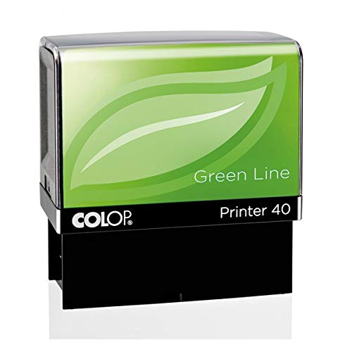 Colop Printer 40 Green Line grün | Umweltbewusster Stempel, vorwiegend aus Recyclingmaterialien.Abdruckgröße: 23x59mm, max. 6 Zeilen Text/Logo. | Firmenstempel.de