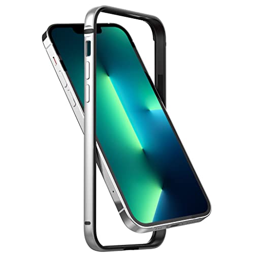 Arktis Hülle kompatibel mit iPhone 14, AirZero Alu Bumper Rahmen - Silber kabelloses Laden möglich Aluminium ultradünn federleicht