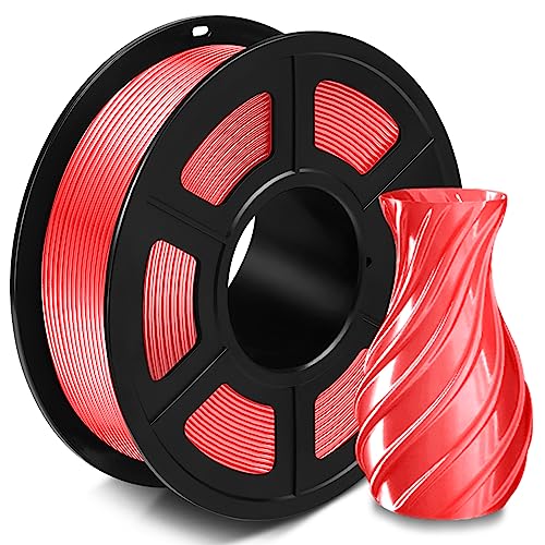 SUNLU Silk PLA+ Filament 1.75mm, Glänzendes 3D Drucker Filament, PLA Plus Filament mit Seidige Druckoberfläche, Maßgenauigkeit +/-0.02 mm, 1KG Seide Wassermelonenrot