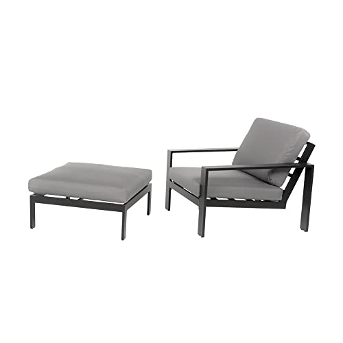 Home Deluxe - Gartensitzgruppe - Rio schwarz - Größe S: bestehend aus 1x Hocker, 1x Sessel - inkl. Kissen | Gartenlounge Outdoor Sofa Balkonsitzgruppe