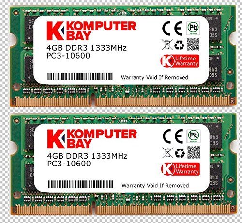 Komputerbay 8GB (2X4GB) DDR3 SODIMM (204 pin) 1333Mhz PC3-10600 (9-9-9-25) Laptop Notebook Speicher für Apple Mac Mini
