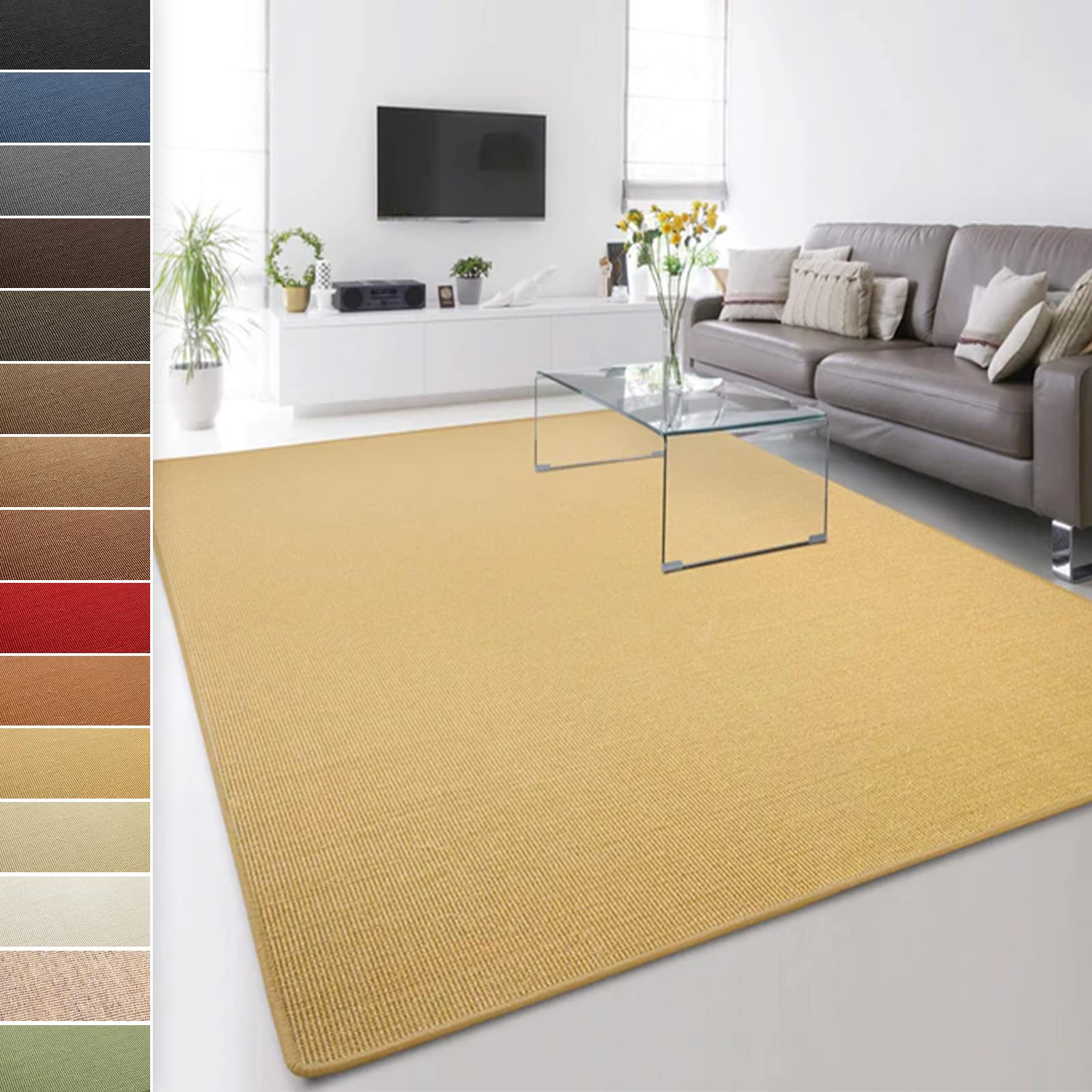 Floordirekt 100% reines Sisal - Sisalteppich - Teppich für Wohnzimmer - Naturfaser - Läufer (Natur, 80 x 150 cm)