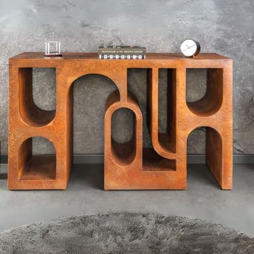 LEBENSwohnART Design Konsolentisch ARCO 120cm Kupfer Beton abstrakte Optik Rundbogen-Look