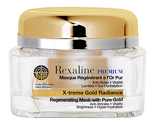 Rexaline - X-treme Gold Radiance - regenierende 24-karätige Goldmaske - repariert die Falten - Anti-Aging 24-karätige Goldmaske - Anti-Aging Pflege mit Hyaluronsäure - Cruelty Free - 50ml