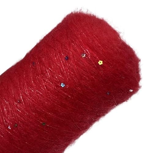 250 g Mohair-Wolle, bunt, Baby-Mohair, unelastisch, handgestrickt, fühlt sich weich und nicht knorrig an (Color : Rot)