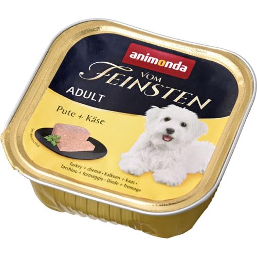animonda Vom Feinsten Adult Hundefutter, Nassfutter für ausgewachsene Hunde, Pute + Käse, 150 g