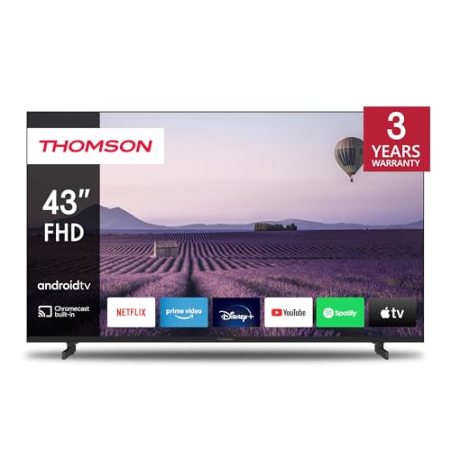 Thomson 43 Zoll (109 cm) Full HD LED Fernseher Smart Android TV (WLAN, HDR, Triple Tuner DVB-C/S2/T2, Sprachsteuerung, Netflix, YouTube, Prime Video, Disney+) – 43FA2S13-2023