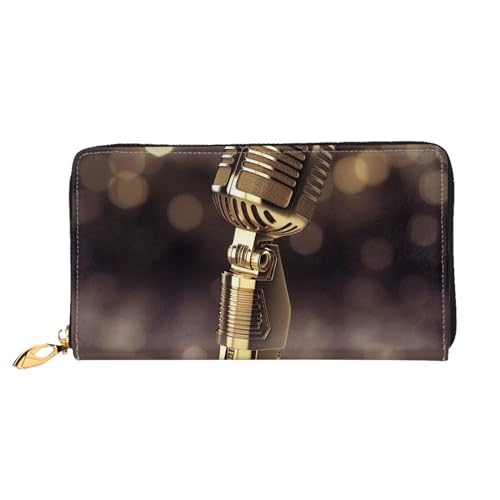 YoupO Golden Mikrofon Geldbörse für Frauen Leder Geldbörse mit Reißverschluss Münztaschen Mode Handtasche Tasche, Schwarz , Einheitsgröße