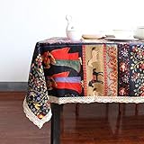 LQQ Elegant und luxuriös Bettauslass Ethnische Tischdecke Baumwolle Und Leinentischabdeckung Multifunktions-Tischtuch Mit Spitze-Tisch-Tuch Rechteckig (Size : 60cmx60cm)