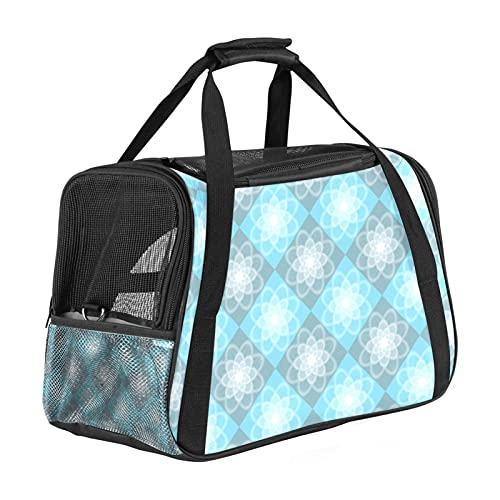 Reisetragetasche für Haustiere grau Blau Tragbare Reisetasche für Hunde oder Katzen mit Sicherheitsreißverschlüssen 43x26x30 cm