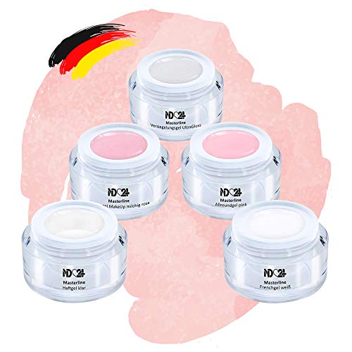 Baby Boomer Premium Gel Set French Make Up Aufbau Ombre Rosa Nude Weiss - Made in Germany (5 x 5ml)
