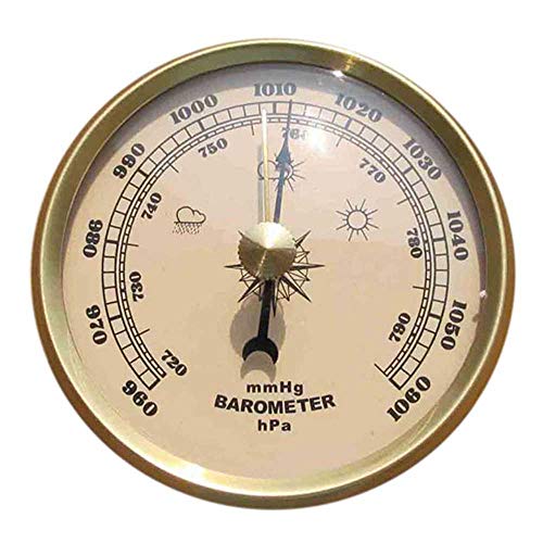 OGYCLVJV Traditionelles Barometer, Zifferblatttyp, Wandbarometer, Haushaltsbarometer, Thermometer, Hygrometer, Wetterstation (Color : Gold)