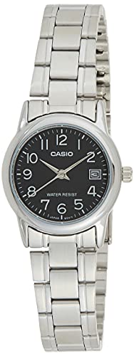 Casio #LTP-V002D-1B Women's Standard Stainless Steel Black Dial Date Watch