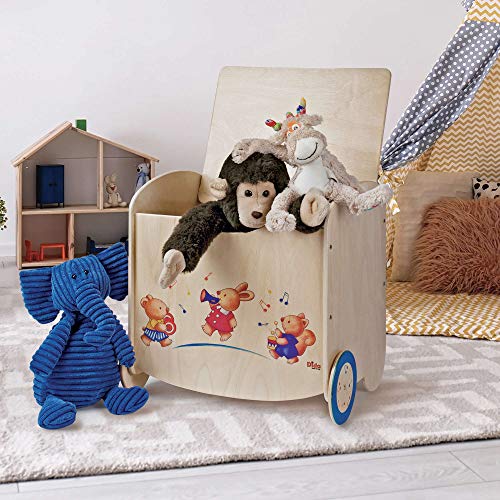 Dida - Kindersitzbank Tier-Musikanten Ist Eine Aufbewahrungsbox Mit Viel Stauraum Für Spielzeug - Eine Spielzeug-Truhe Mit Rädern + Deckel Als Sitzbank