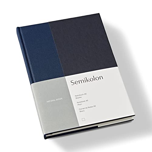 Semikolon (368724) Notizbuch A5 Natural Affair Blanko Midnight mit Bucheineneinband, 172 FSC-zertifizierte Seiten Elafin-Papier und Lesezeichen