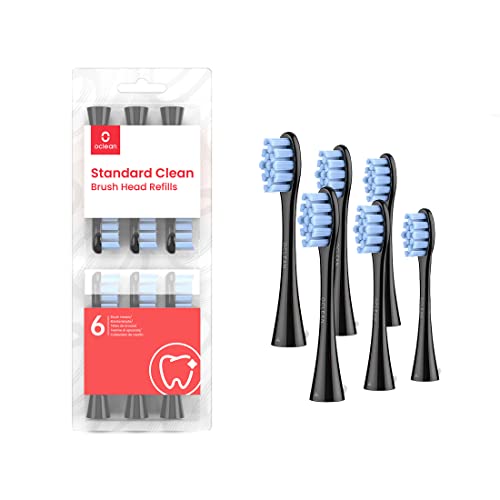 Oclean Bürstenköpfe, Clean Brush Head B06, 6PCS Elektrische Zahnbürstenköpfe, Kompatibel mit Allen Elektrischen Zahnbürsten von Oclean, mit DuPont-Borsten – schwarz