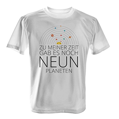 Fashionalarm Zu meiner Zeit gab es noch neun Planeten - Herren T-Shirt Fun Shirt Spruch Spaß Astronomie Sonnensystem Planetensystem Universum Weltall All Zwergplanet Lustig, Farbe:weiß;Größe:5XL