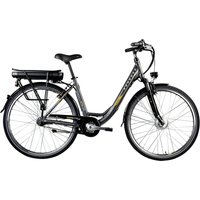 Zündapp E-Bike 700c Damenrad Pedelec 28 Zoll Z502 E Citybike Hollandrad Fahrrad (grau/orange ohne Korb)