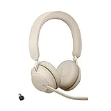 Jabra Evolve2 65 Wireless PC Headset – Noise Cancelling UC Zertifizierte Stereo Kopfhörer mit langer Akkulaufzeit – USB-C Bluetooth Adapter – Beige