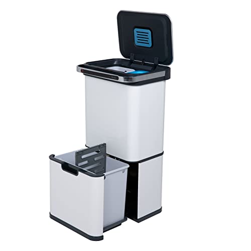 SVITA Sensor-Mülleimer 60L Aktivkohle- und Selbstreinigungs-Funktion Küchenabfall Abfall-Eimer Weiß